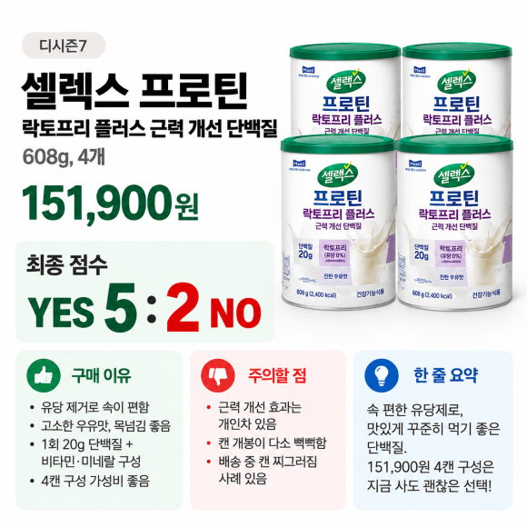 셀렉스 프로틴 락토프리 플러스 후기·장단점·가격: 151,900원에 4캔 살 만할까?